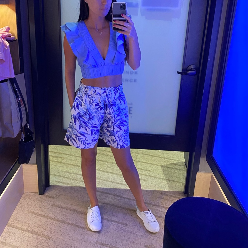 Floral linen shorts XS